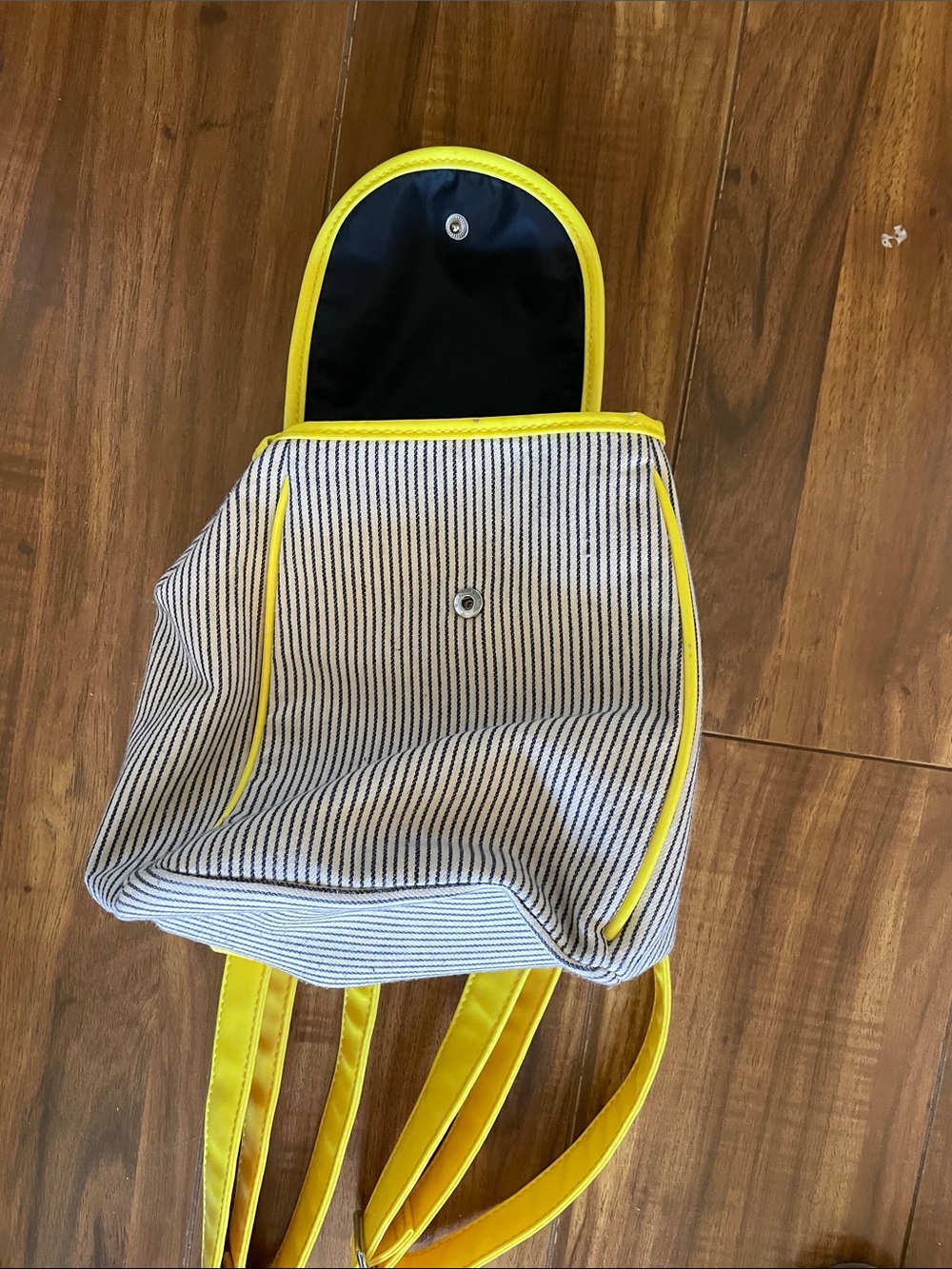 Tommy Hilfiger Navy Pinstripe Kids Backpack with Yellow Trim